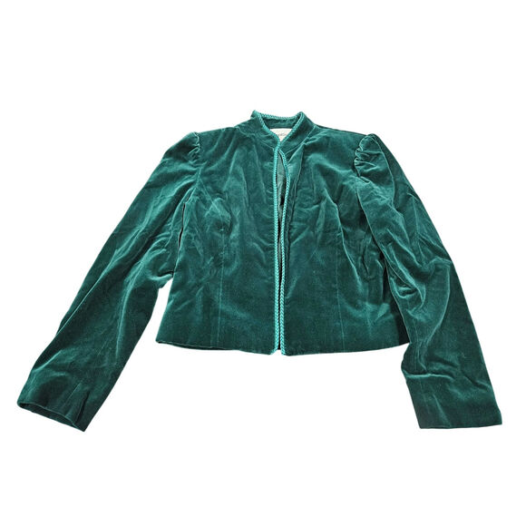 Tanner Sport Jackets & Blazers - Vintage Tanner Sport Women's Green Velvet Embroidered  Jacket Blazer Sz 10